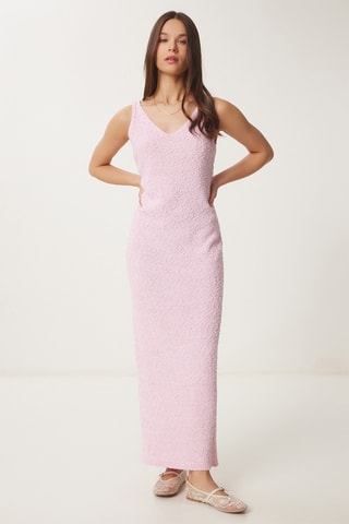 Vestido comprido em lã - Rosa