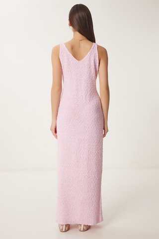 Vestido comprido em lã - Rosa