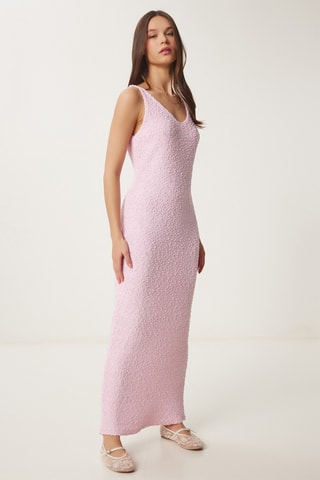 Vestido comprido em lã - Rosa