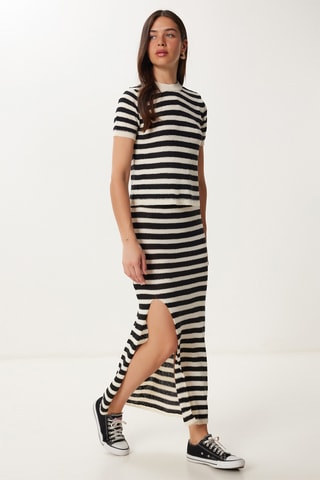 Top e saia comprida - Preto e branco