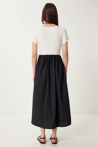 Vestido midi - Cru e preto