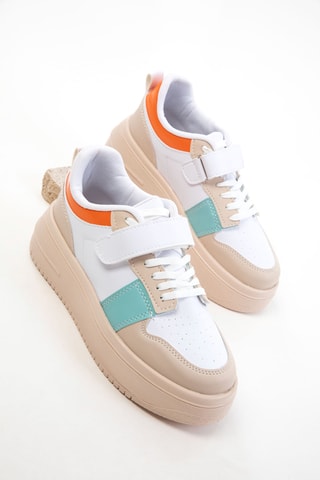 Sapatilhas com plataforma - Branco e bege