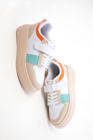 Sapatilhas com plataforma - Branco e bege