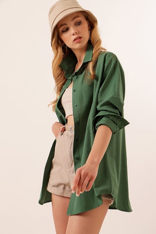 Camisa oversize - Verde-esmeralda
