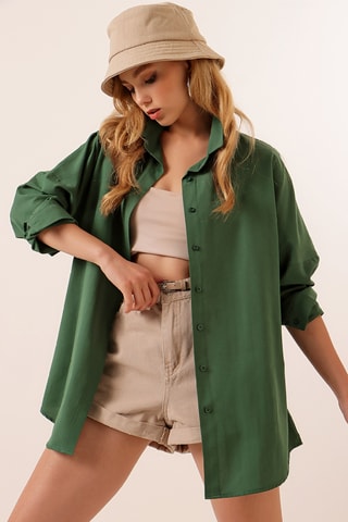 Camisa oversize - Verde-esmeralda
