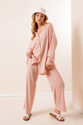 Camisa oversize e calças - Rosa-maquilhagem