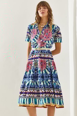 Vestido midi - Azul-marinho