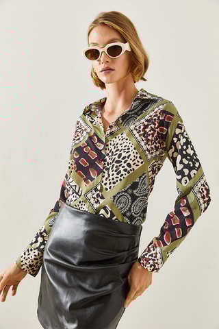 Camisa oversize - Caqui e preto