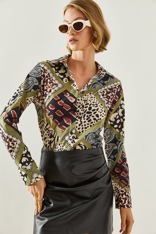 Camisa oversize - Caqui e preto