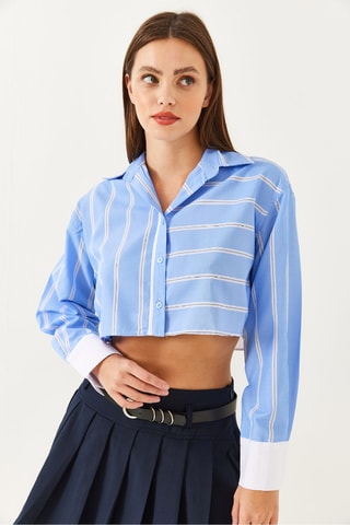 Blusa curta - Azul-celeste