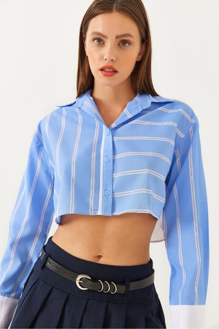 Blusa curta - Azul-celeste