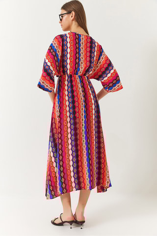 Vestido midi - Fúcsia e laranja