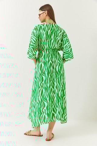 Vestido midi - Verde e banco