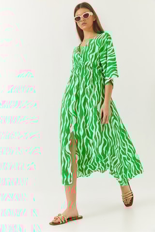 Vestido midi - Verde e banco