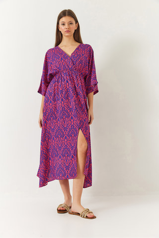 Vestido midi - Violeta e rosa