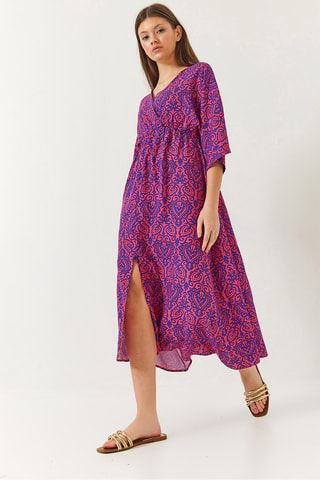 Vestido midi - Violeta e rosa