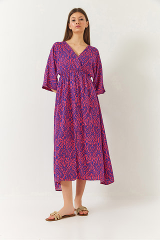 Vestido midi - Violeta e rosa