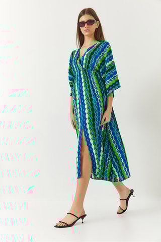 Vestido midi - Turquesa e verde
