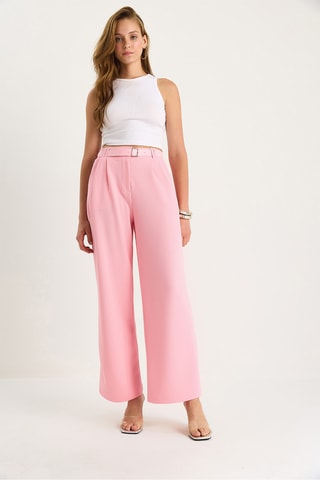 Calças de cintura alta - Rosa
