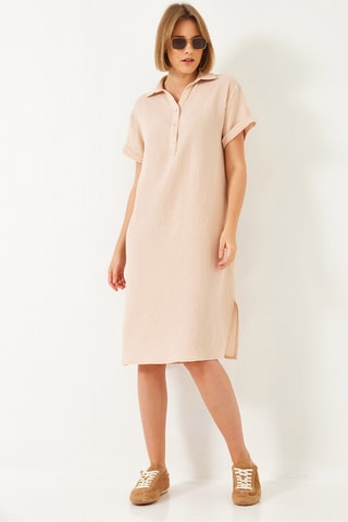 Vestido-polo - Bege