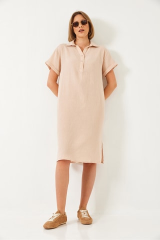 Vestido-polo - Bege