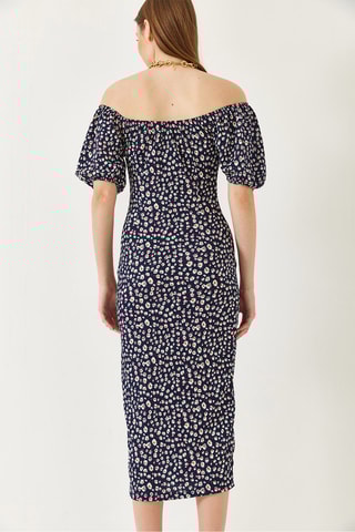 Vestido midi - Azul-marinho