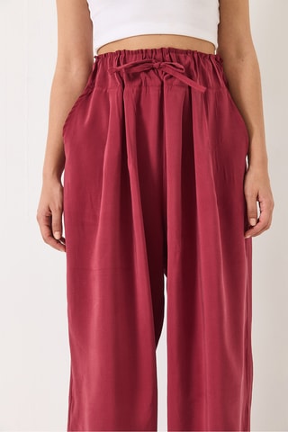 Calças palazzo cintura subida - Bordô