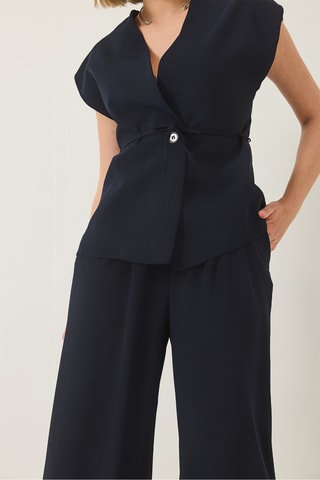 Colete e calças cintura subida - Azul-marinho