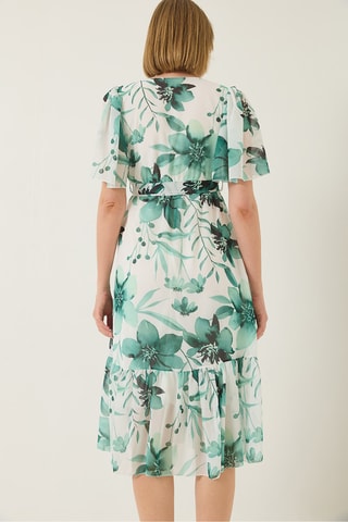 Vestido midi - Verde e banco