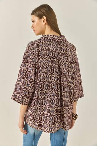 Camisa - Violeta e bege