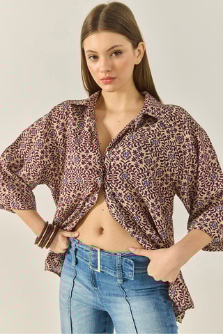 Camisa - Violeta e bege