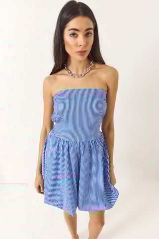Vestido-caicai - Azul e branco