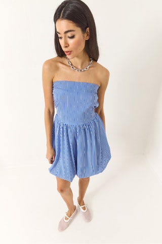 Vestido-caicai - Azul e branco