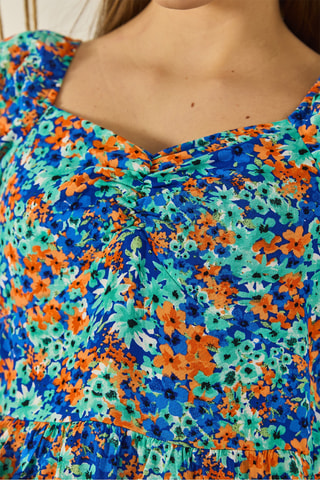 Vestido midi - Verde e azul