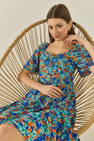 Vestido midi - Verde e azul