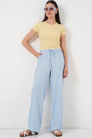 Calças wide legs - Azul-celeste