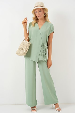 Casaco traçado e calças - Verde-água