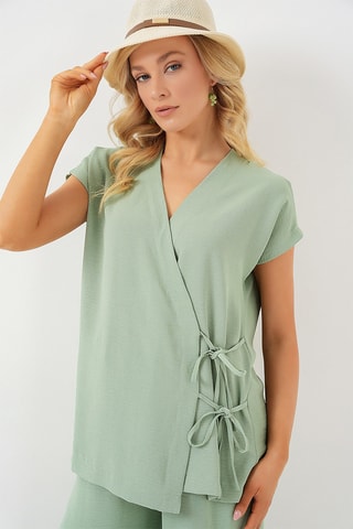 Casaco traçado e calças - Verde-água