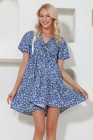 Vestido estilo patinadora - Azul-marinho