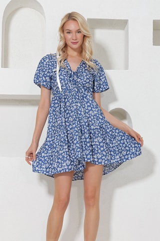 Vestido estilo patinadora - Azul-marinho