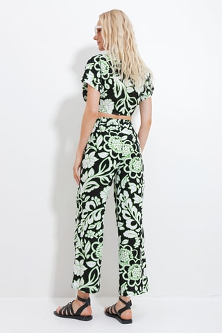 Crop top e calças de cintura subida - Verde-claro