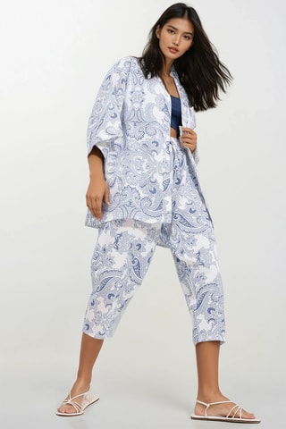 Quimono e corsários de cintura subida - Índigo