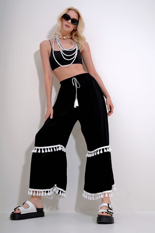 Calças wide legs - Preto