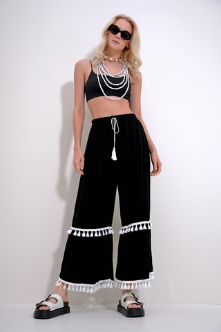 Calças wide legs - Preto