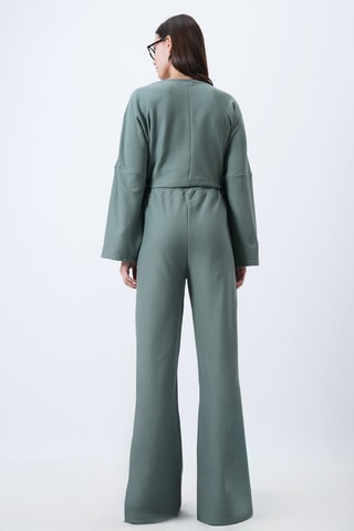 Crop top e calças de cintura subida - Verde-água