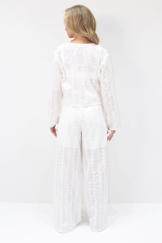Top e calças em bordado inglês - Branco