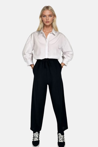 Calças palazzo cintura subida - Preto