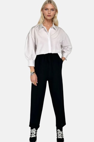 Calças palazzo cintura subida - Preto