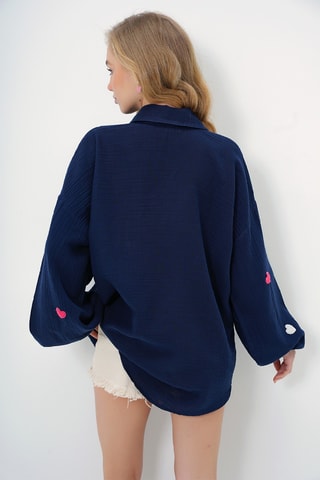 Camisa oversize - Azul-marinho