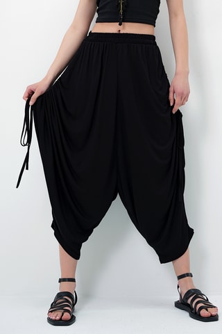 Calças baggy 7/8 cintura subida - Preto